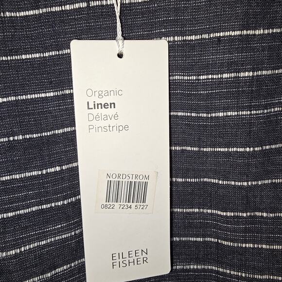 Eileen Fisher Organic Linen Delavé Pinstripe Tunic Dress Graphite Scoop XL NEW - Picture 7 of 9